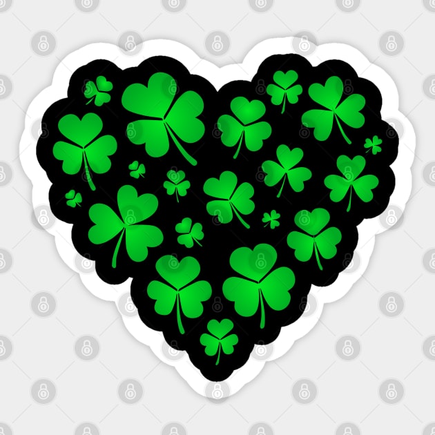 Lucky Heart Made of Shamrock Leaves Gift for Men and Women Sticker by BadDesignCo